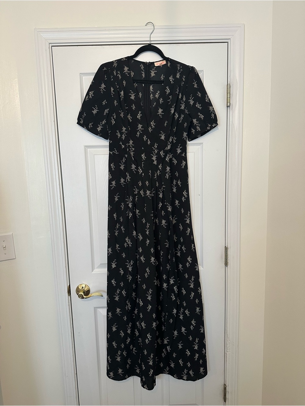 re:named Black Maxi Dress with White Floral Print